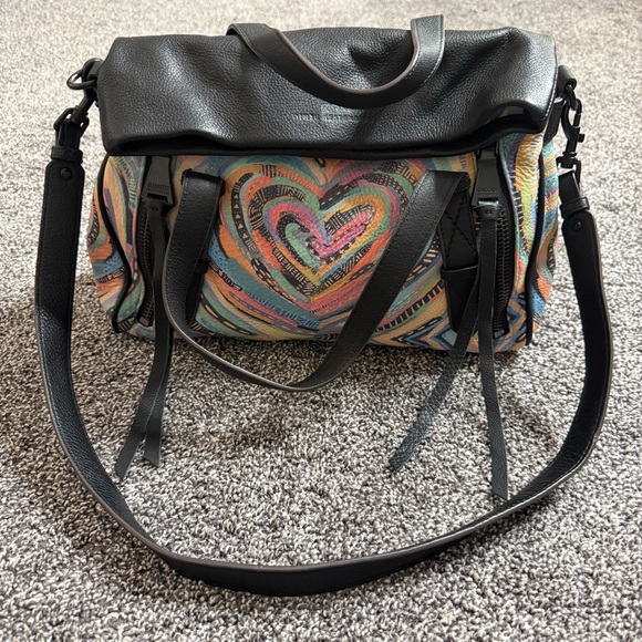 Aimee Kestenberg Bali Double Entry Satchel Love Hearts rainbow stachel bag - Picture 3 of 15